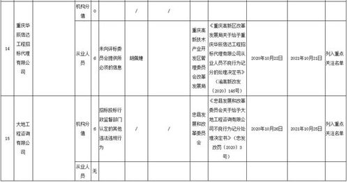 重庆通报15起招标代理机构及从业人员的不良行为,其中8位被重罚